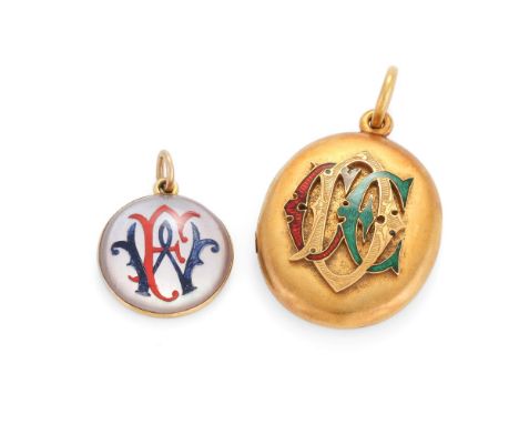 
	
		Y&nbspTWO VICTORIAN PENDANTS
		CIRCA 1890-1900
		The first an oval locket with interlocking initials &#39;CED&#39; decor