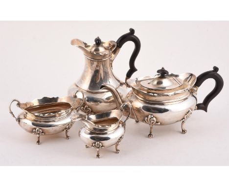 
	
		A MATCHED SILVER FOUR PIECE OVAL TEA SET
		SIBRAY, HALL &amp; CO. LTD., SHEFFIELD 1925, 1926, 1928 AND 1929, RETAILED BY