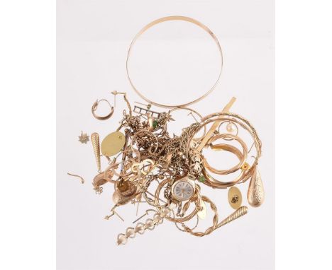 
	
		A COLLECTION OF VARIOUS 9 CARAT GOLD AND GOLD COLOURED JEWELLERY 
		To include various chains; hooped earrings; ear stud