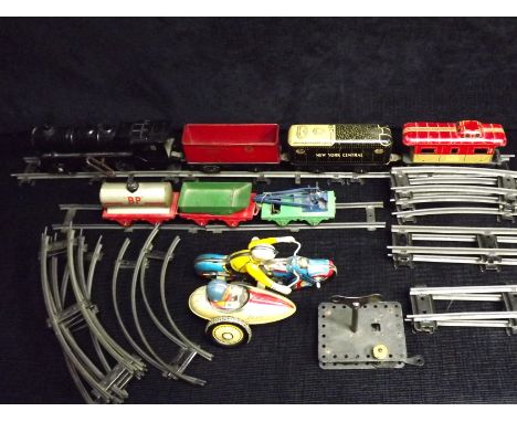 Tin &amp; Clockwork Train / Toy Collection - Makers include Marx and Hornby Meccano. Rolling Stock includes a B.P. Tanker, Ne