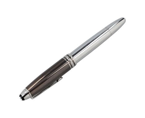 MONT BLANC Füller "SOLTAIRE HEMATITE". Artikelnummer: 03494. Korpus aus Stainless Steel, Kappe mit Hämatit Ummantelung  und L