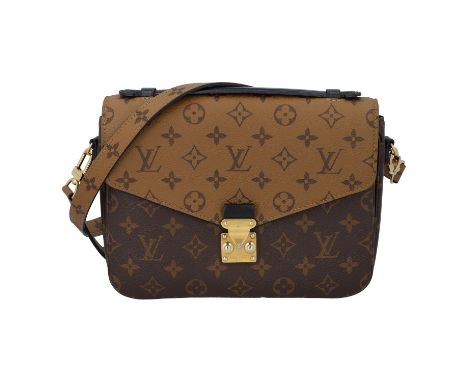 LOUIS VUITTON Umhängetasche "POCHETTE MÉTIS". Akt. NP.: 1.900,-€. Koll. 2020. Monogram Reverse Canvas mit goldfarbener Hardwa