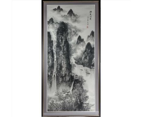 A large framed Chinese print 