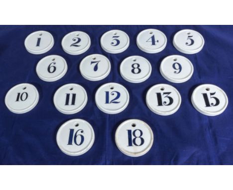 A set of 16 Victorian ceramic wine bin numbers  