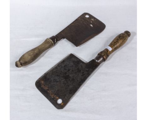  Two vintage meat cleavers