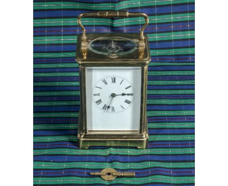 A brass carriage clock 