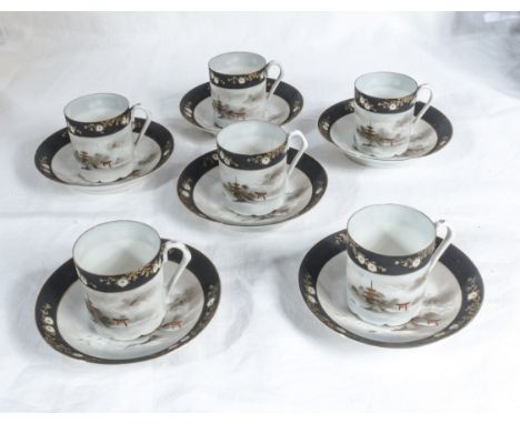 Six China teacups and saucers 