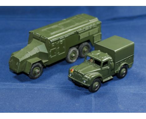 Dinky diecast model Armoured Command Vehicle 677 together with a One Ton Army Cargo Truck 641 