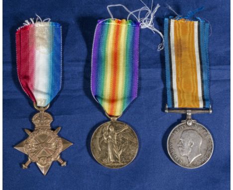  Trio of WW1 medals. 54664 DVR R. Walsh R.F.A 