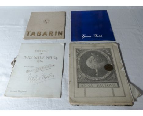  Tabarin 1938 programme 'Les Heures Sont Belles' together with programmes for Anna Pavlova, Dame Nellie Melba and Gracie Fiel