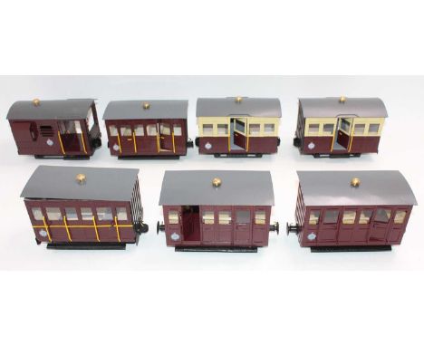 P Lines of India and Similar 32mm scale East Indian Railway Rolling Stock and Passenger Coach Group, 7 examples all built to 