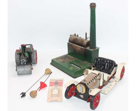 Collection of various steam engine items to include Steam Roadster by Mamod, Mamod SR1A Roller, together with a part built st
