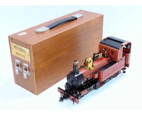 Accucraft 45mm scale gas-powered and Radio controlled model of an Isle of Man IOM 2-4-0T Peveril Locomotive, finished in Indi