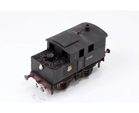 Kit built Sentinel 0-4-0 shunting loco BR 47181, black, Lima power bogie, 2-rail, rear buffer beam needs securing. (G)