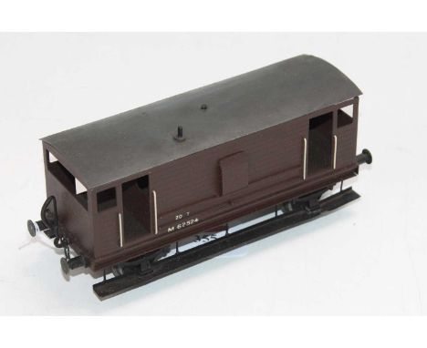 LMC (Leeds) True Scale handmade goods brake van, brown body grey roof, marked 20T M62524, 3-link couplings (E) original (BVG)