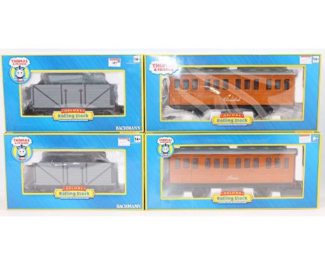 Bachmann G scale coaches &amp; trucks: Annie 97001; Clarabel 97002; Troublesome truck no.1 ref 98001 and no.2, 98002. All (M-