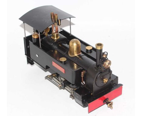 32mm scale gas powered model of a 0-6-0 live steam locomotive, 16mm: 1ft scale, finished in black and named Baroda, similar t