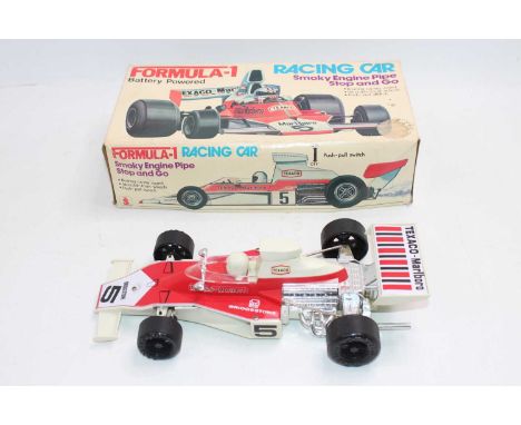 NEPTUNE (Hong Kong) 12” long, Tinplate &amp; Plastic, Battery, 8163 McLaren M23 ‘Texaco-Marlboro’#5 F1 inc Auto Stop’n Go, Sm