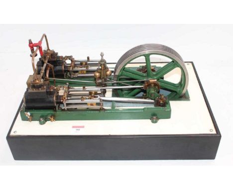 Stuart Turner Twin Cylinder Victoria Engine with additional features, comprising of twin horizontal cylinder with central ste