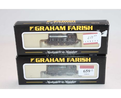 Two Farish 0-6-0 tank locos: 372-500 J94 8051 LNER black &amp; 371-900 pannier tank 5710 green, Great Western on tank sides b