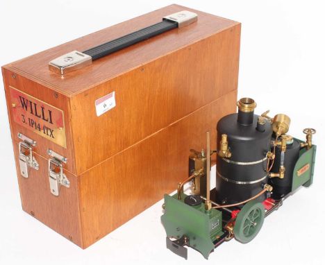 Regner Models De Winton 0-4-0 Locomotive, titled "Willi", gas fired example comprising of gas tank with filler and take off, 