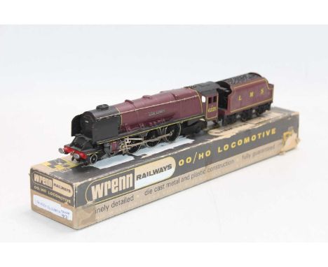 W2285 Wrenn Duchess class 4-6-2 non-streamlined loco ‘Queen Elizabeth’ LMS red with LMS lined tender. Paint loss to cylinder 