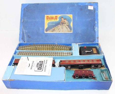 EDP2 3-rail Hornby Dublo ‘Duchess of Atholl’ LMS passenger set. Loco &amp; tender (E), coaches (G), track with spanner and em
