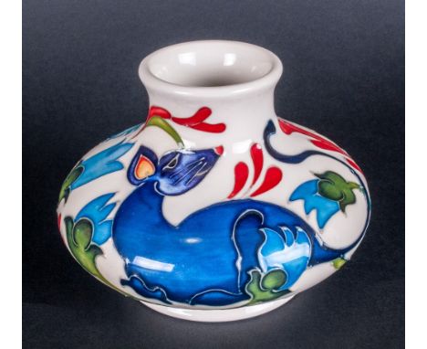 Moorcroft Rare Trial Vase 'Fiery Mouse Design' designed by Emma Bossons, Shape 33/3. Tubelined inspired by William De Morgan.