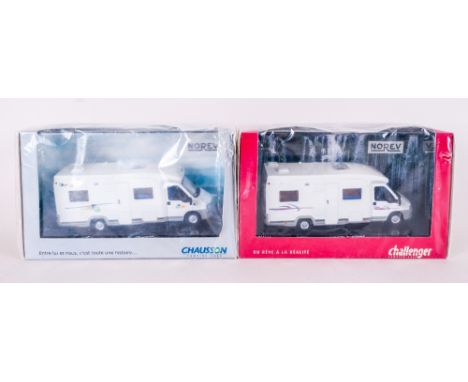 Norev Diecast Scale 1.43 Model Cars. 1/ Fiat Ducato Camping Car Chausson Allegro 67. 2/ Citroen Jumper Camping Car, Challenge