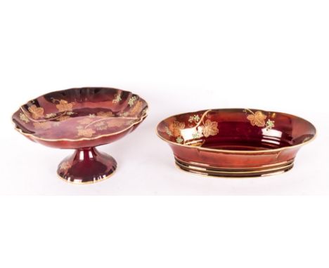 Carltonware Rouge Royale And Grapes Pattern Pedestal Bowl & Matching Table Bowl 4.5'' in height, 9'' in diameter. (Ped Bowl),