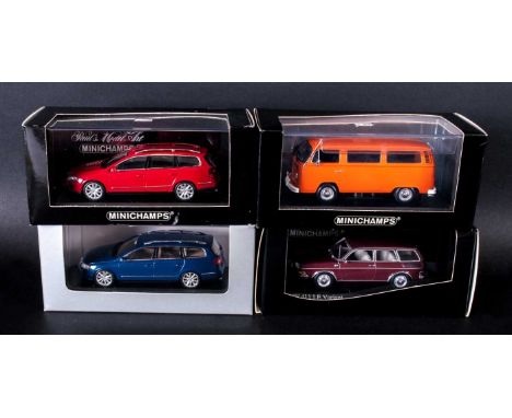 Pauls Model Art Minichamps 1.43 Scale Limited Edition Metal Diecast Model Cars, 4 in total. 1.V.W Passat Variant Red 400 054 
