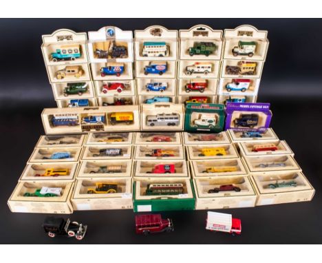 60 Various Boxed And Mint ''Days Gone By'' Lledo Cars And Trucks.  Including: 1920 Model ''T'' Ford VAN, 1928 Tanker H.Pride 