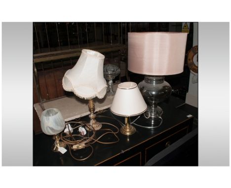 Modern Glass Table Lamp, together with 3 others. 