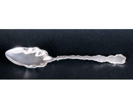 Edward VII Silver Ornate And Shaped Large Desert Spoon With Frilled Edges, Hallmark Sheffield 1902. Maker H.W. Henry Wilkinso