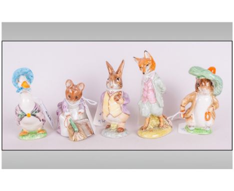 Beswick Beatrix Potter Figure's ( 5 ) In Total. 1/ Hunca Munca Sweeping - Small. BP3B. 2/ Jemima Puddleduck, First Version. 3