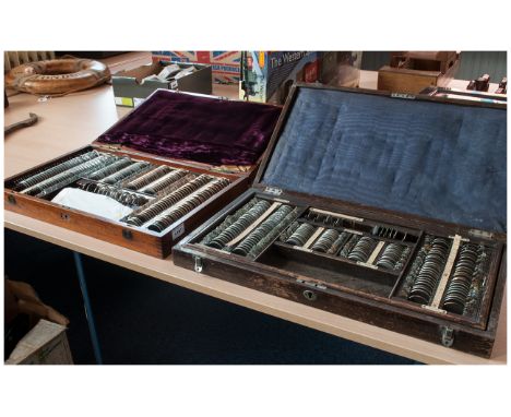 Two Cabinet/Boxed Containing Hundreds Of Opticians Optical Lenses in steel framed and pinchbecks. All numbered & filed in row
