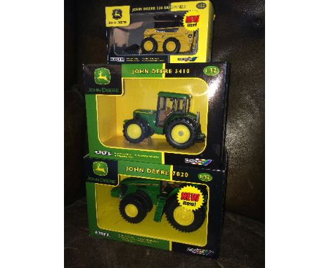 BRITAINS - JOHN DEERE 5410 (40545), BRITAINS - JOHN DEERE 320 SKID STEER (15723) & BRITAINS - JOHN DEERE 7820 (42140) ALL SCA