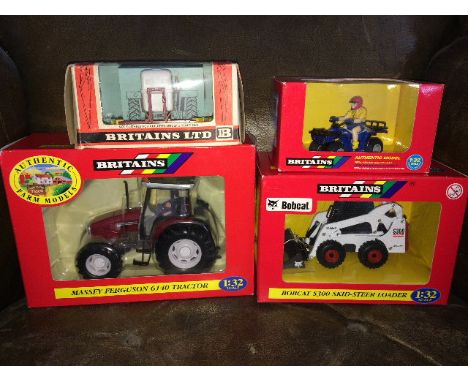 BRITAINS - MASSEY FERGUSON 6140 (09449), BRITAINS - HONDA FOURTRAX 300 4x4 (9402), BRITAINS - CROP SPRAYER - STRAW BOX (9548)