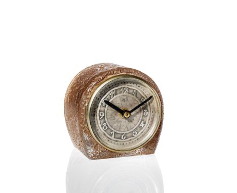 RENÉ LALIQUE (FRENCH 1860-1945) EGLANTINES ATO TIMEPIECE, D designed 1926 clear, frosted and sepia stained partially moulded 