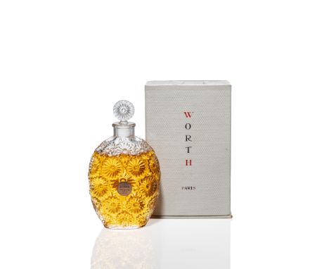 RENÉ LALIQUE (FRENCH 1860-1945) JASMIN SCENT BOTTLE, WORTH - 22 designed 1937 clear and frosted, boxed moulded R. LALIQUE FRE