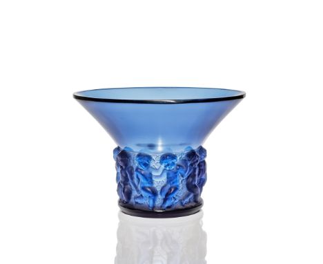 ‡ RENÉ LALIQUE (FRENCH 1860-1945) FARANDOLE VASE, NO. 1052 designed 1930 cobalt blue stencilled R. LALIQUE, engraved France(1