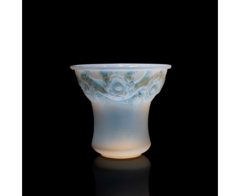 RENÉ LALIQUE (FRENCH 1860-1945) ORLÉANS VASE, NO. 1046 designed 1930 cased opalescent and blue stained stencilled R. LALIQUE 