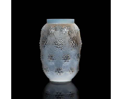 ‡ RENÉ LALIQUE (FRENCH 1860-1945) DAVOS VASE, NO. 1079 designed 1932 cased opalescent stencilled R. LALIQUE FRANCE(29 cm. (11