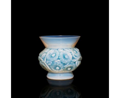 RENÉ LALIQUE (FRENCH 1860-1945) SOUCIS VASE, NO. 1039 designed 1930 opalescent and blue stained stencilled R. LALIQUE, engrav