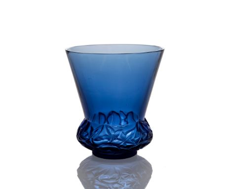 RENÉ LALIQUE (FRENCH 1860-1945) LIERRE VASE, NO. 1041 designed 1930 cobalt blue stencilled R. LALIQUE FRANCE(17 cm. (6 5/8 in