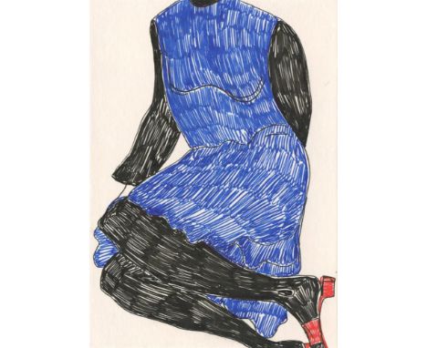 
	
		Rosie McGuinness
		Blue Dress I, 2022
		Ink on Paper
		Signed verso
		15 x 10cm (5¾ x 3¾ in.)
		
		Rosie McGuinness work