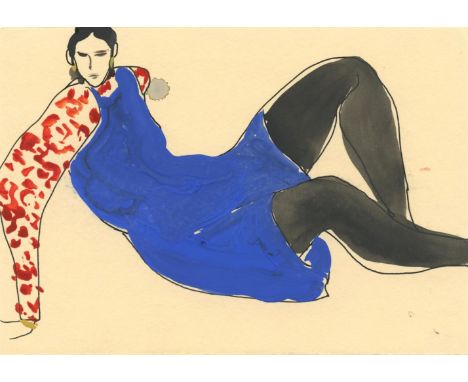 
	
		Rosie McGuinness
		Blue Dress II, 2022
		Ink and Gouache on Paper
		Signed verso
		10 x 15cm (3¾ x 5¾ in.)
		Rosie McGui