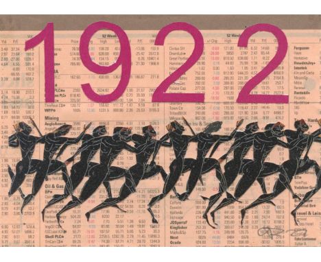 
	
		Godfried Donkor
		Financial Times Race 1922, 2022
		Collage on Paper
		Signed recto, further signed verso
		10 x 15cm (3