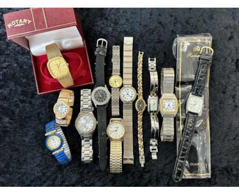Collection of Gentleman's & Ladies Wristwatches, bracelet and leather straps, comprising Rotary (boxed), Gillex, Xanadu, Long