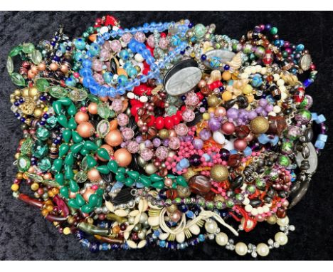 Large Box of Costume Jewellery. Good Collection of Beads, Lots of Stone Set, Enamel etc. 